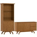 Ver imagem 1 de Kit Aparador Buffet Bar Living com Cristaleira Adega Vicky N01 Ypê - Lyam Decor