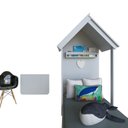 Ver imagem 4 de Quarto Infantil Cama e Mesa Dobrável Kitcubos Espresso Móveis Cinza/Cristal