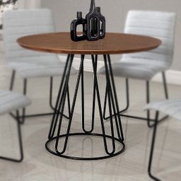 Mesa de jantar redonda tampo laminado sem vidro 1,20m - Rubi - CM Decor - 1