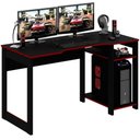 Ver imagem 4 de Mesa para Computador Gamer Espaço para 2 Monitores e Cpu Preto/vermelho