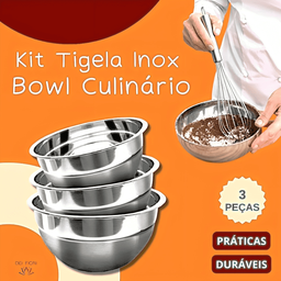 Kit 03 Tigelas Bowl Multiuso 20 24 e 28cm Diâmetro Aço Inox Bacia Culinaria de Cozinha Saladas Massa - 6