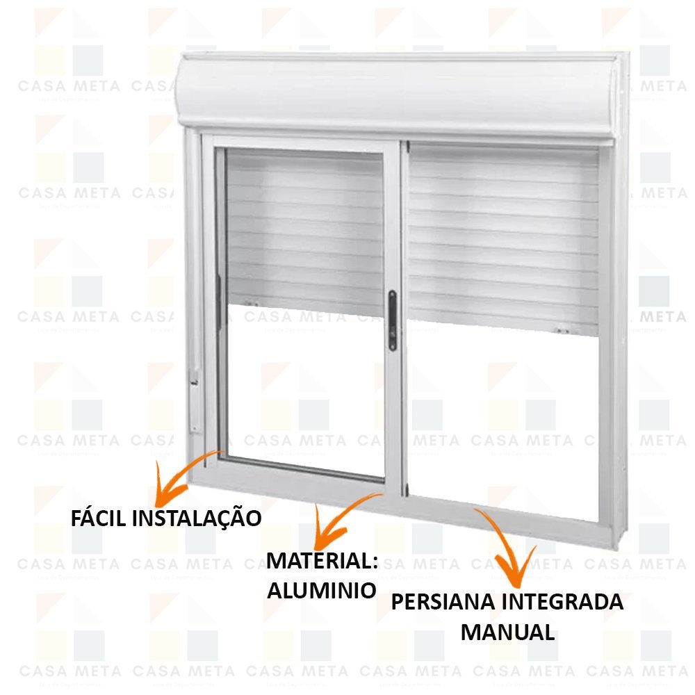 Janela de Aluminio com Persiana Branco Integrada 140x120cm - 2