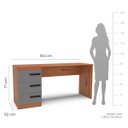 Ver imagem 3 de Mesa Escrivaninha Valência Home Office 3 Gavetas 163x77cm Cinza/Freijó 250693