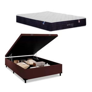 Cama Box Bau Colchão Colchobel 28cm Molas em Sacadas:marrom