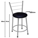 Ver imagem 2 de Banqueta Baixa Prata com Encosto para Cozinha Assento Preto