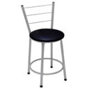 Ver imagem 1 de Banqueta Baixa Prata com Encosto para Cozinha Assento Preto