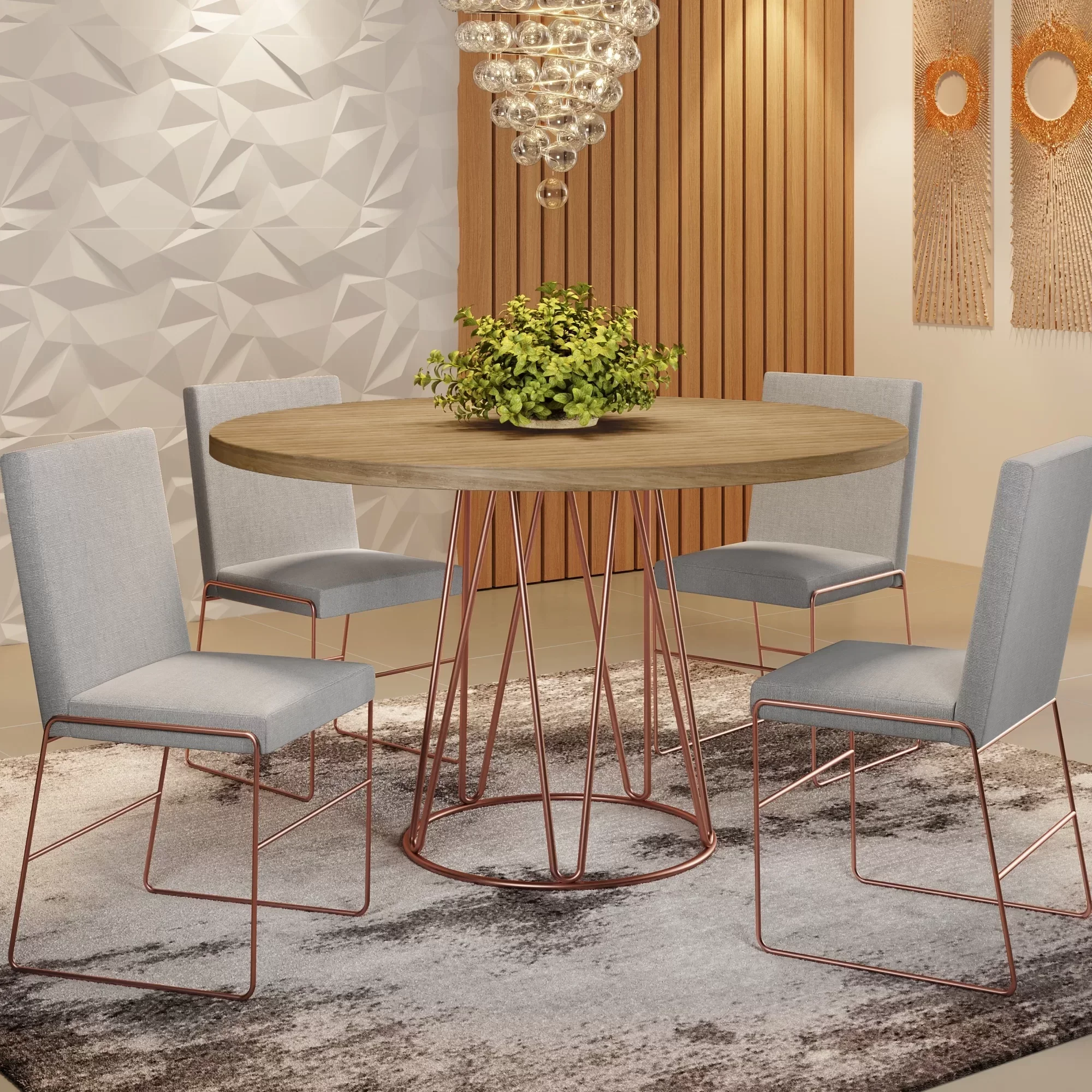 Conjunto Sala de Jantar Mesa 110cm MDF/BP e 4 Cadeiras Dubai Mais Decor