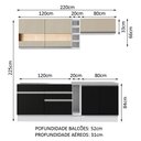 Ver imagem 4 de Armário de Cozinha Completa 220cm Branco/Preto/Crema Parma Madesa 02