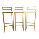 Ver imagem 2 de Kit 3 Banqueta Alta Moderna Dourada com Assento Branco