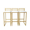 Ver imagem 3 de Kit 3 Banqueta Alta Moderna Dourada com Assento Branco