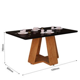 Mesa de Jantar Retangular 4 Lugares com Tampo de Vidro Laqueado - 3