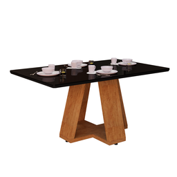 Mesa de Jantar Retangular 4 Lugares com Tampo de Vidro Laqueado - 2