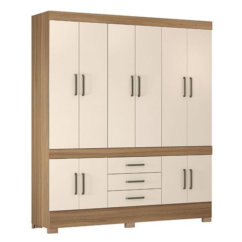 Guarda Roupa Casal 10 Portas New Murano Amêndola Off White - Demóbile