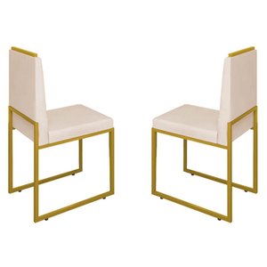 Conjunto Duas Cadeiras Sala Jantar Barcelona Base Dourado:bege