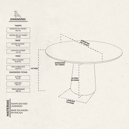 Mesa de Jantar Base Cone em Madeira Laminada Lyon - 108cm - 8