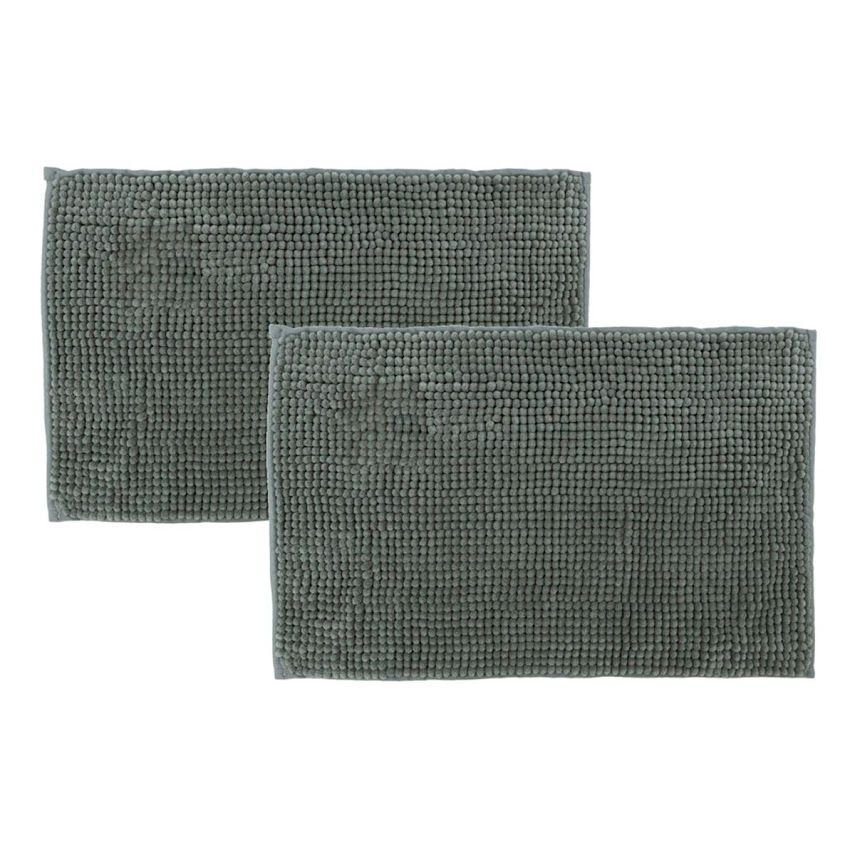 Kit 2 Tapetes Banheiro Bolinha Antiderrapante Cinza 58x38cm - 1