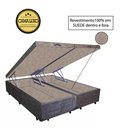 Ver imagem 2 de Base Box Baú Casal Luxo Blindado Bipartido NK Camas Suede Marrom 41x138x188
