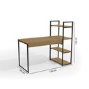 Ver imagem 5 de Kit Escritório Industrial com Mesa Estante e Mesa de Canto - Freijó/Preto