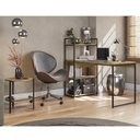 Ver imagem 1 de Kit Escritório Industrial com Mesa Estante e Mesa de Canto - Freijó/Preto