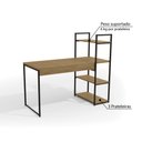 Ver imagem 3 de Kit Escritório Industrial com Mesa Estante e Mesa de Canto - Freijó/Preto