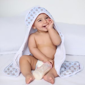 Toalha com Capuz Baby Estampada 100% Algodão Royal Baby Azul Vivaldi Sul Brasil