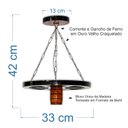 Ver imagem 3 de Kit Luminárias em Madeira Maciça – 1 Pendente Roda de Carroça + 1 Arandela Colonial - Mogno