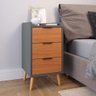 Mesa de Cabeceira Pés Palito Ape 3 Gavetas Cor Cinza / Cinamomo - Comprar Moveis em Casa - 1