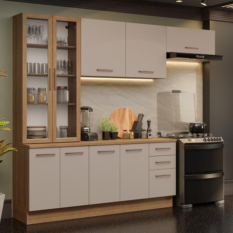 Armário de Cozinha Completa 270cm Rustic/crema Agata Madesa 11