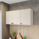 Ver imagem 1 de Armário Aéreo de Cozinha 3 Portas 120cm Rubi Branco Off White Yescasa