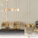 Ver imagem 2 de Lustre Pendente Ondas Orgânico Sinuous Otranto Atenas Led 3 Cores Dourado 1,26m 28w Bivolt