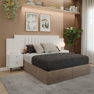 Cabeceira Extensível em MDF 2 Mesas de Apoio Gênova 