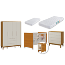 Ver imagem 2 de Quarto de Bebê Berço Evolution + Guarda Roupa 4P + Cômoda 4g Elfe Areia Savana 02 Colcões