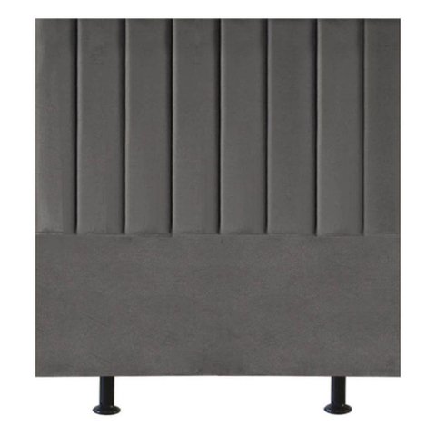 Cabeceira Estofada Cama Box Solteiro 90 Cm Maisa Suede Cinza Escuro