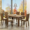 Ver imagem 1 de Conjunto Sala de Jantar Madesa Analu Mesa Tampo de Madeira com 6 Cadeiras Rustic/Pérola Cor:Rustic/P