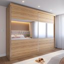 Ver imagem 1 de Guarda Roupa Gavino Casal 2 Portas de Correr Espelho 238cm Carvalho