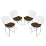Kit 4 Cadeiras Bertoia Aço Inox com Assento - Várias Cores - Marrom - 1