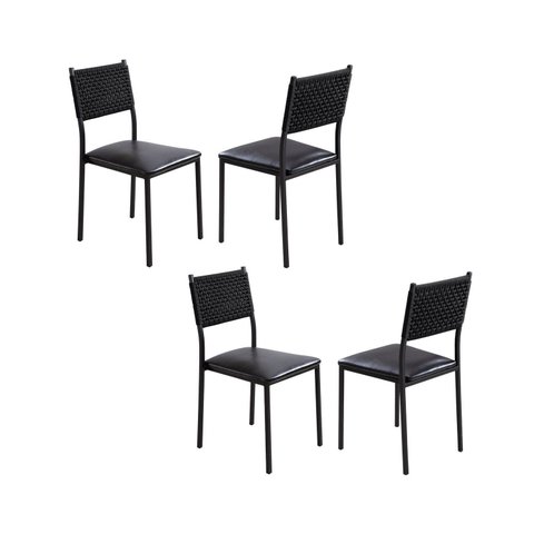 Cadeiras para Sala de Jantar 4 Unidades Bali Courino Preto Fosco Náutica Preta
