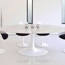 Ver imagem 4 de Mesa de Jantar Saarinen Oval 198x122 Cm Mármore Carrara Base Branca Linn Design Mesa de Jantar Saari
