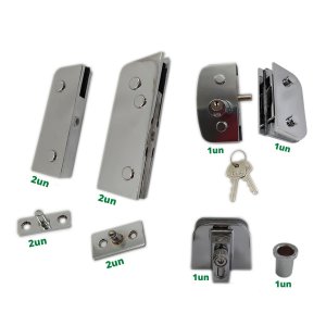 Kit porta dupla pivotante para vidro temperado blindex (Sistema invertido) - Cromado
