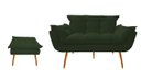 Ver imagem 1 de Kit Namoradeira +1 Puff Puf Decorativo Opala Suede Verde Pés Madeira Mz Decor