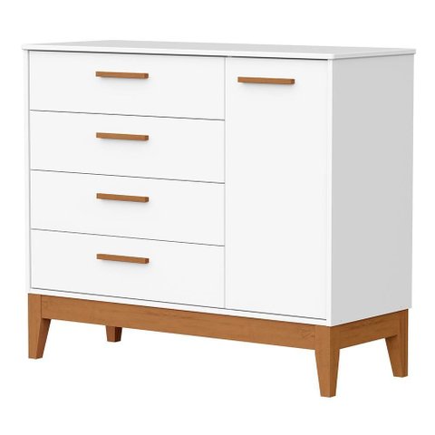 Cômoda Infantil Flip 1 Porta e 4 Gavetas Branco Fosco - Reller Móveis