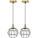 Ver imagem 1 de 2 Pendentes Aramado Globo Preto Luminária Lustre Industrial Teto Vintage Dourado Agp Ilumini