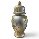 Ver imagem 3 de Potiche Decorativo Prata com Pintura Floral a: 59cm L: 28cm C: 28cm
