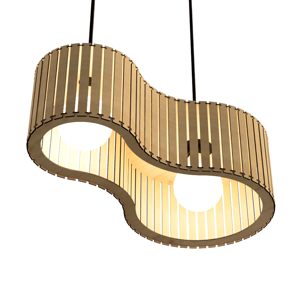 Luminária Pendente Infinita Modelo Ripado -:mdf Cru