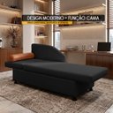 Ver imagem 2 de Sofá Cama Solteiro 1 Lugar com Baú Divã Bouclê Multifuncional Divã Quarto Hóspedes 195cm:Bouclê Pret