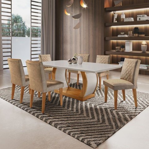 Conjunto Sala de Jantar Mesa e 6 Cadeiras Kate Yescasa