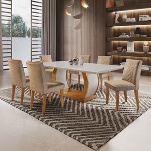 Conjunto Sala de Jantar Mesa e 6 Cadeiras Kate Espresso Móveis