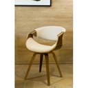 Ver imagem 3 de Cadeira Poltrona Giratória em Madeira Maciça e Linho Nicole