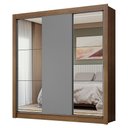 Ver imagem 3 de Guarda-roupa Casal 3 Portas de Correr com Espelhos Rustic/cinza Nobre Madesa