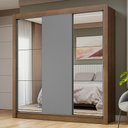 Ver imagem 1 de Guarda-roupa Casal 3 Portas de Correr com Espelhos Rustic/cinza Nobre Madesa